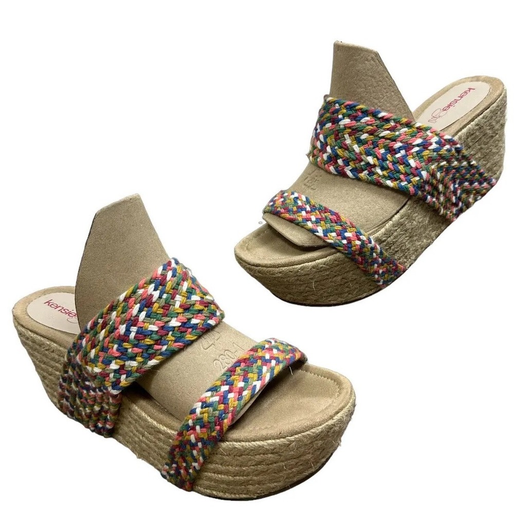 Kensie Girl Platform Slip-on Sandals Women's Size 10 Multi Colored Boho